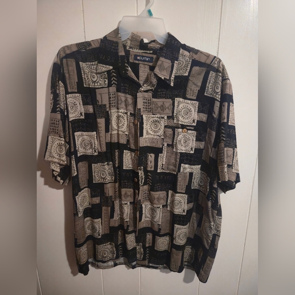 Puritan Men's Black and Gray Patterned Shirt - Picture 2 of 5